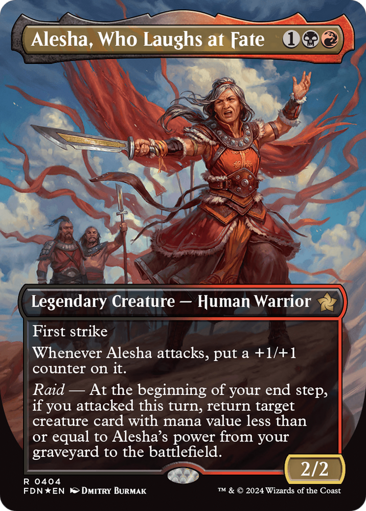 Alesha, Who Laughs at Fate (Borderless) (Mana Foil) [Foundations]