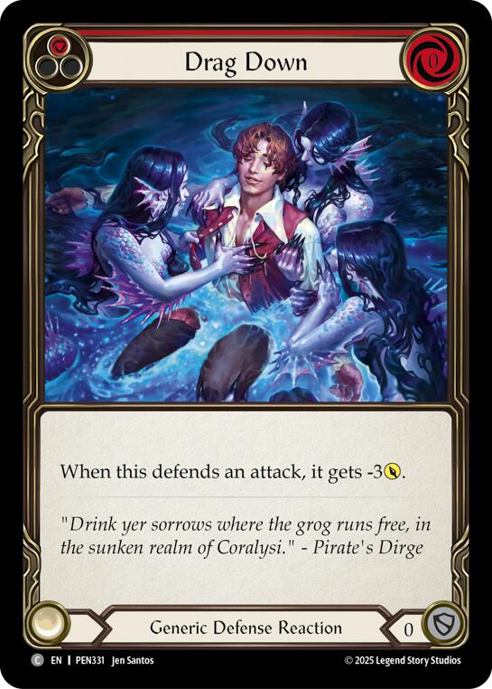 Drag Down (Red) (Rainbow Foil) [PEN331] (Compendium of Rathe)  Rainbow Foil