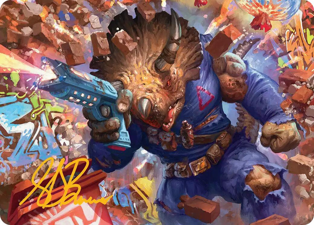 Zog, Triceraton Castaway Art Card (Gold-Stamped Signature) [Teenage Mutant Ninja Turtles Art Series]