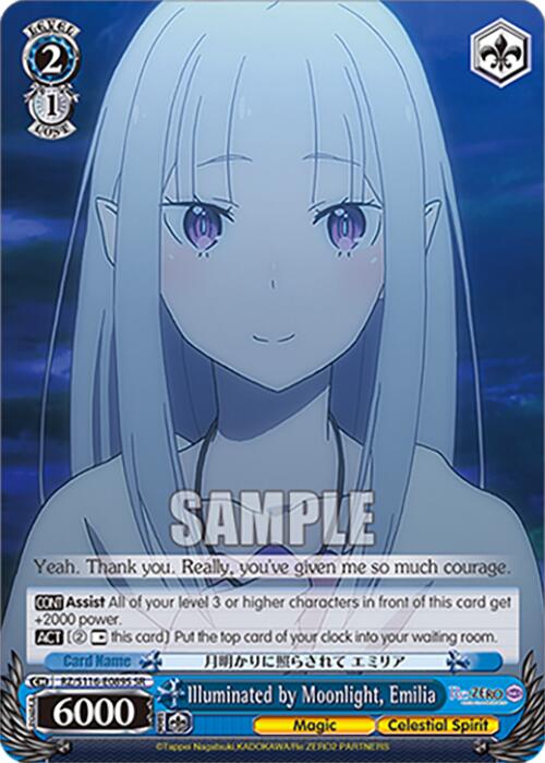Illuminated by Moonlight, Emilia (SR) (RZ/S116-E089S) [Re:ZERO -Starting Life in Another World- Vol.3]