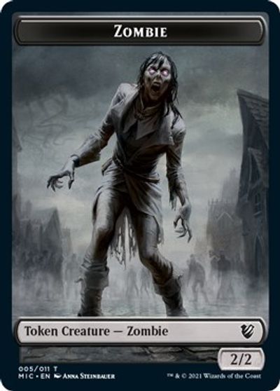 Zombie // Zombie Double-Sided Token (005 MIC/005 MID) [Innistrad: Midnight Hunt Commander Tokens]