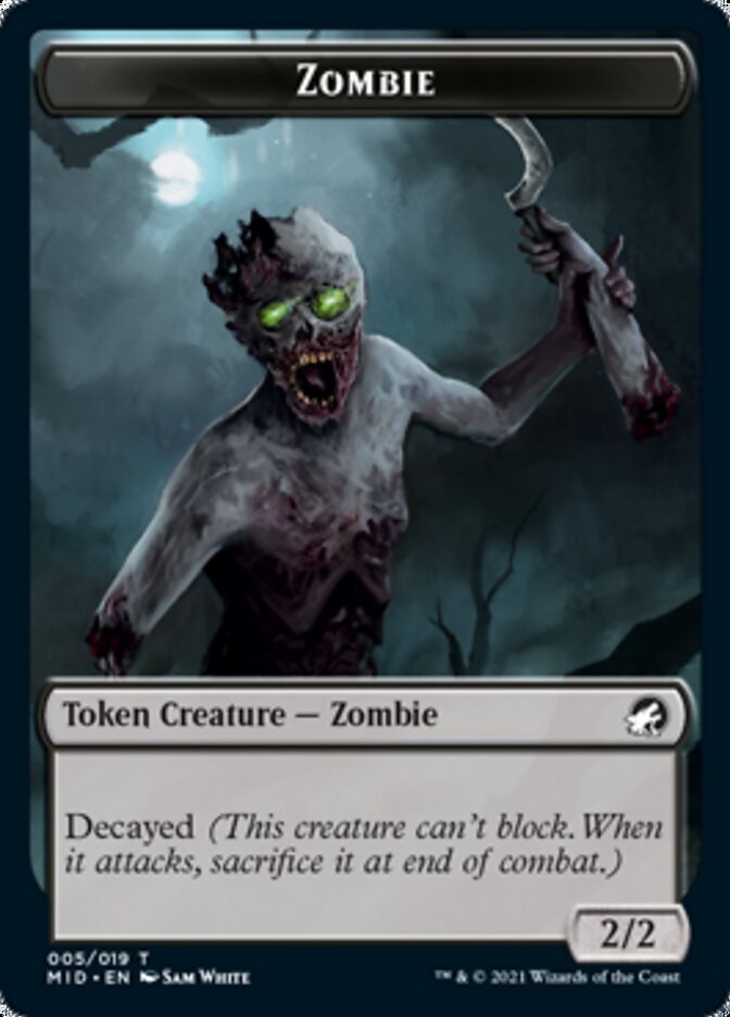 Zombie (005) // Wrenn and Seven Emblem Double-Sided Token [Innistrad: Midnight Hunt Tokens]