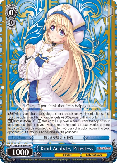 Kind Acolyte, Priestess (GBS/S63-E061 RR) [Goblin Slayer]